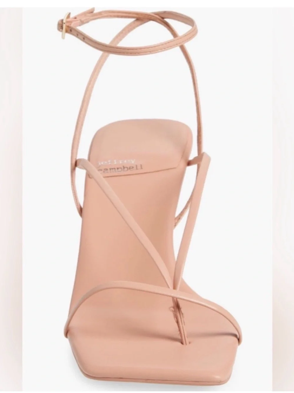 Jeffrey Campbell FLUXX Strappy Ankle-Tie thong Sandal in Nude Pink kitten heels